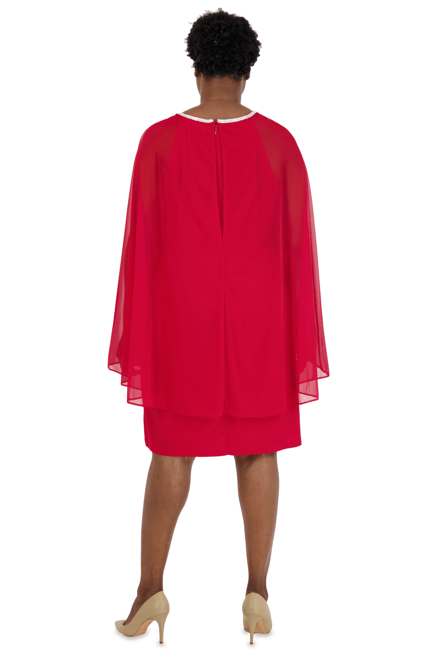 R&M Richards Short Plus Size Cape Dress 2496W - The Dress Outlet