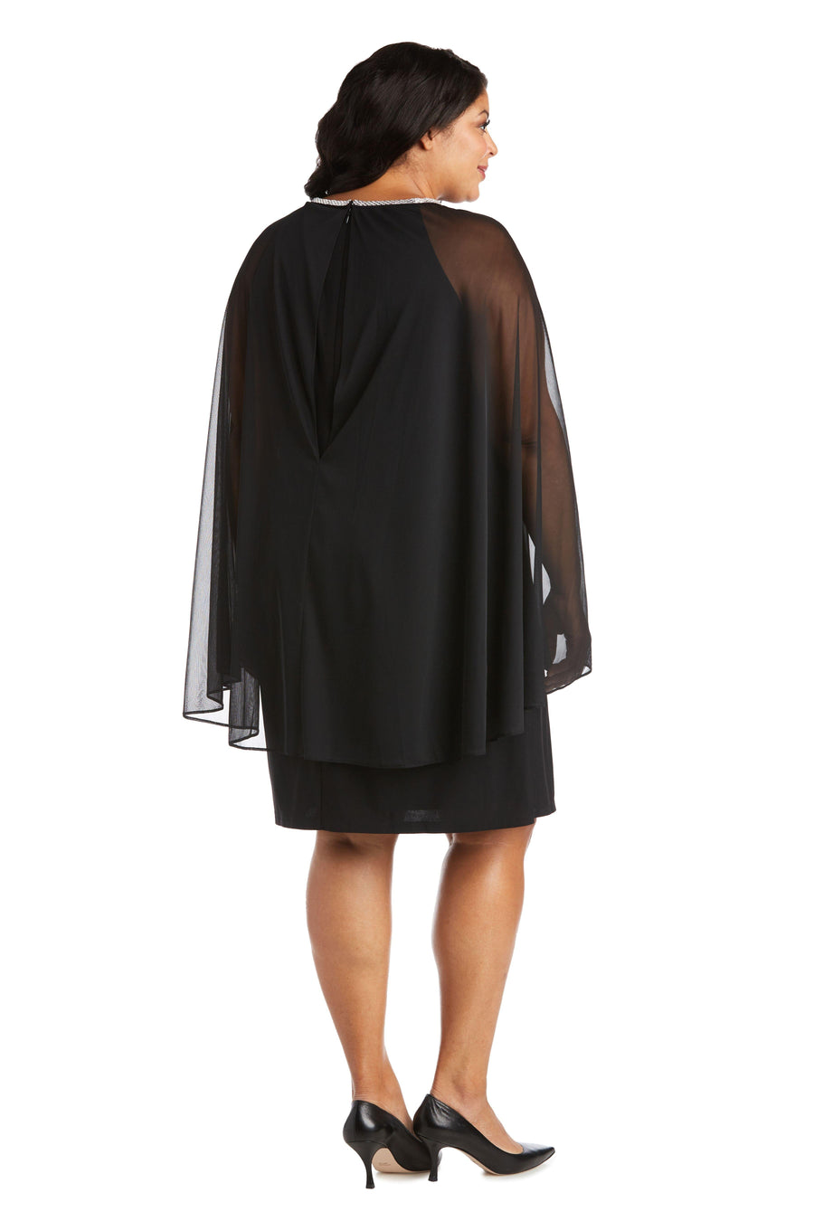 R&M Richards Short Plus Size Cape Dress 2496W - The Dress Outlet