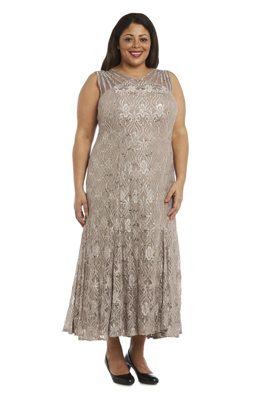 Plus Size Dresses Long Formal Plus Size Lace Gown Champagne