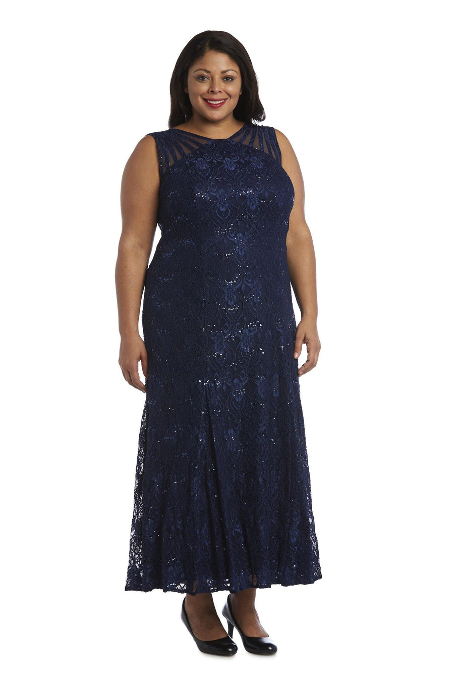 Plus Size Dresses Long Formal Plus Size Lace Gown Navy