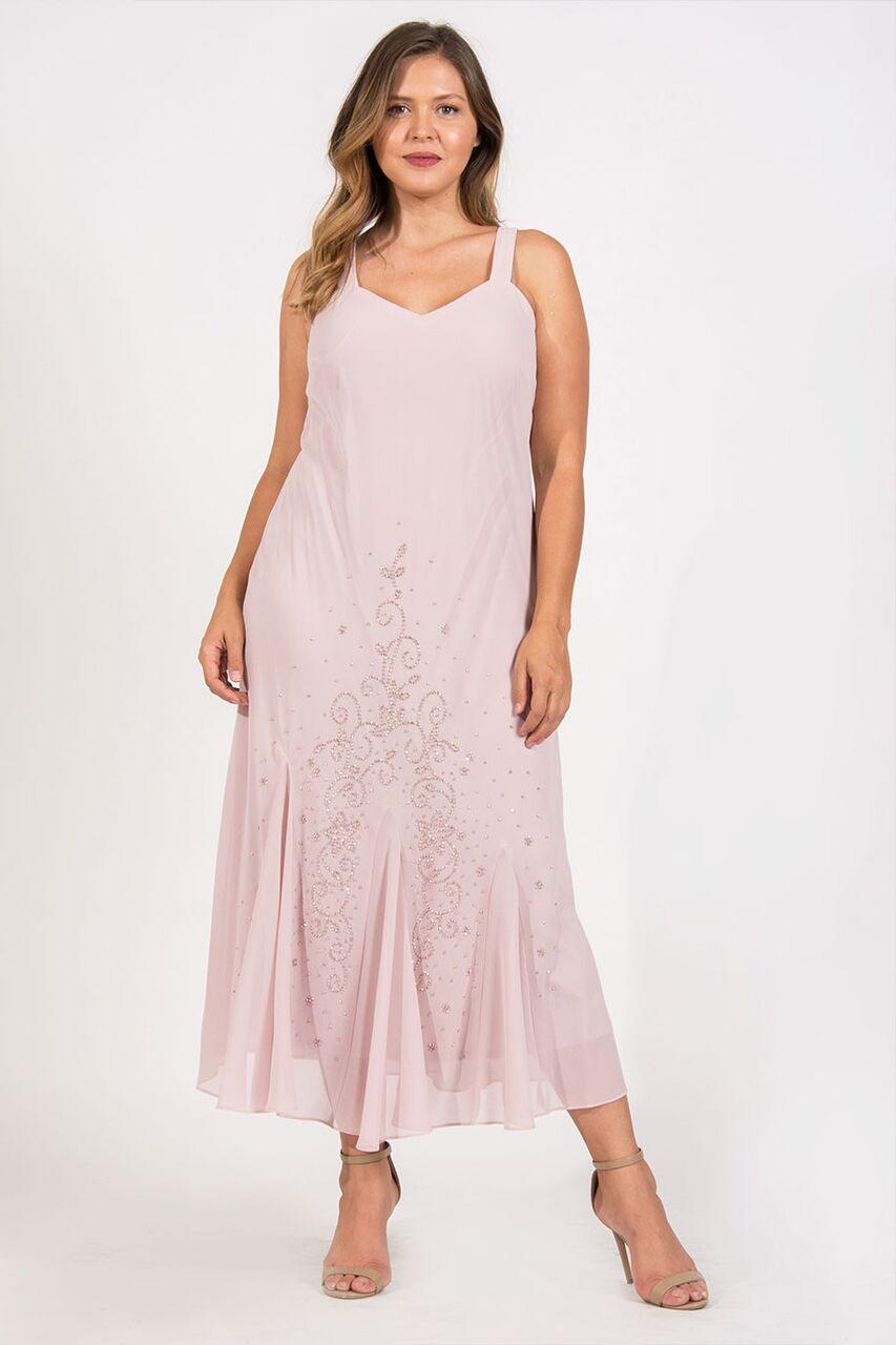 R&M Richards Plus Size Long Formal Mother of the Bride Dress Mauve