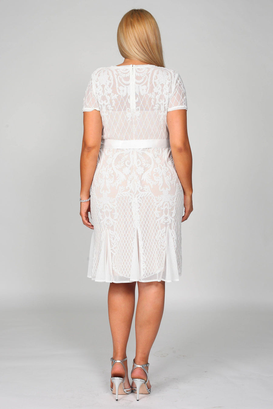 R&M Richards Short Lace Cocktail Dress White - The Dress Outlet R&M Richards