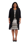 R&M Richards Plus Size Short Dress Black Taupe - The Dress Outlet R&M Richards