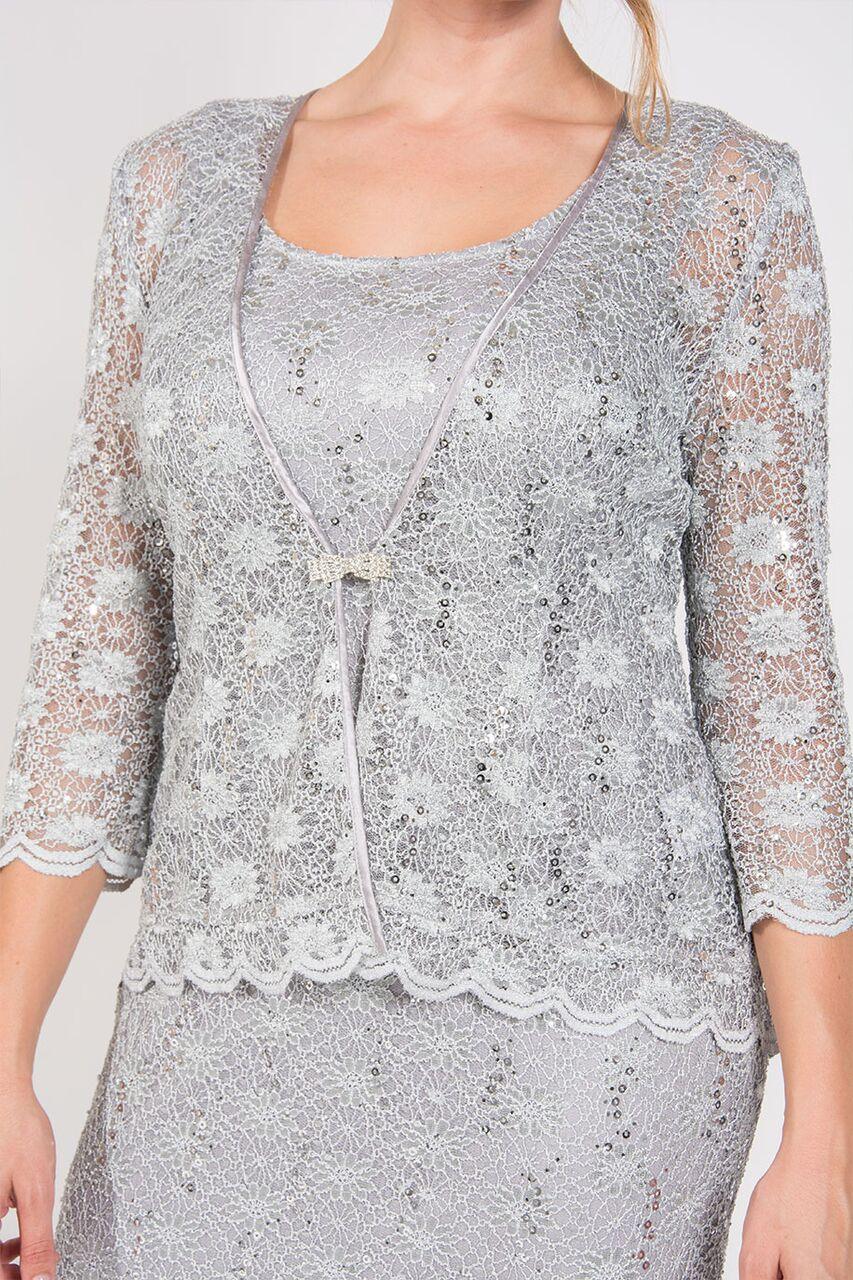 R&M Richards Long Mother of the Bride Formal Dress Lace Jacket - The Dress Outlet R&M Richards