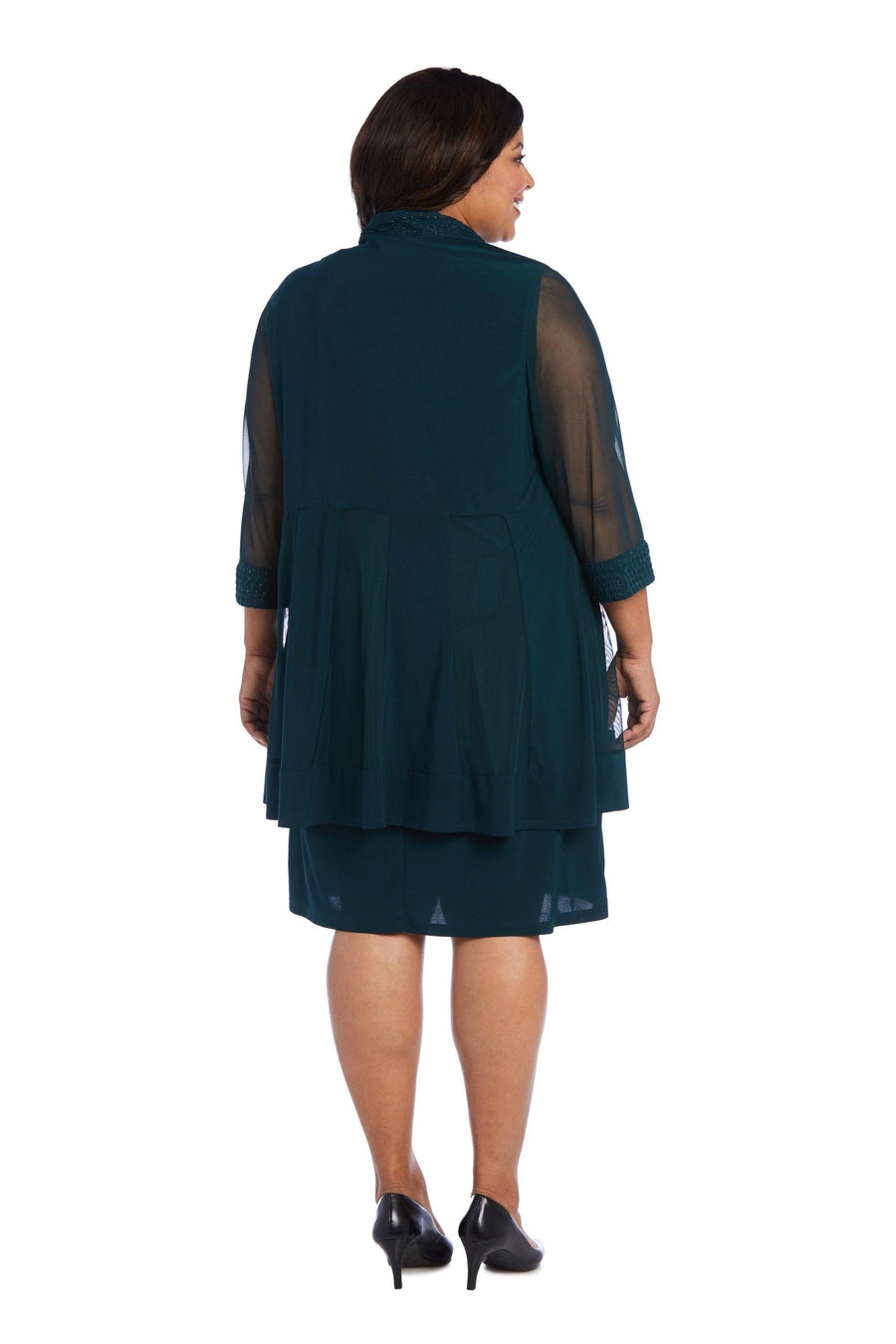 Dark Green 14W R&M Richards 5394W Short Plus Size Formal Dress Sale