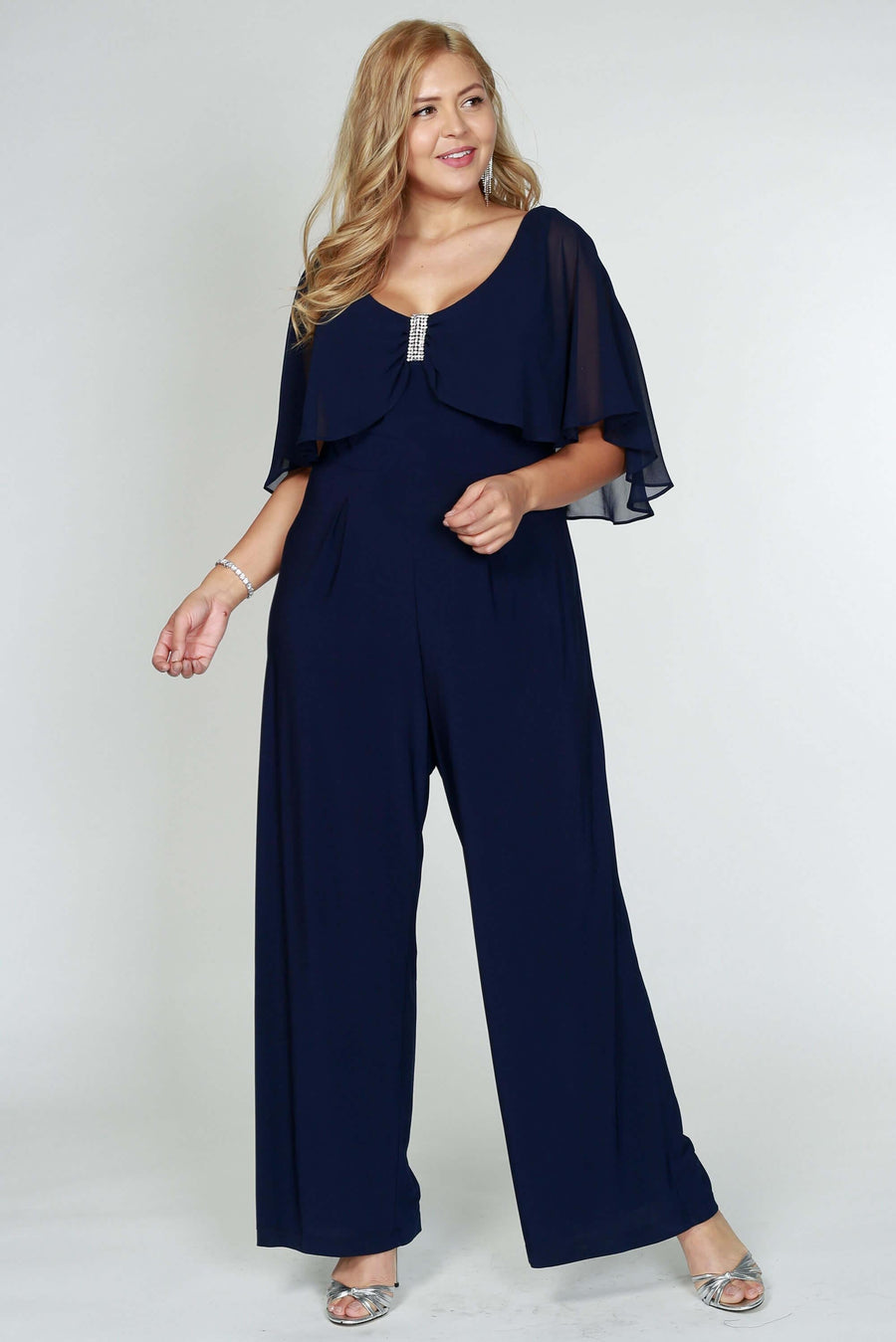 R&M Richards Plus Size Wedding Guest Pant Jump Suit - The Dress Outlet R&M Richards