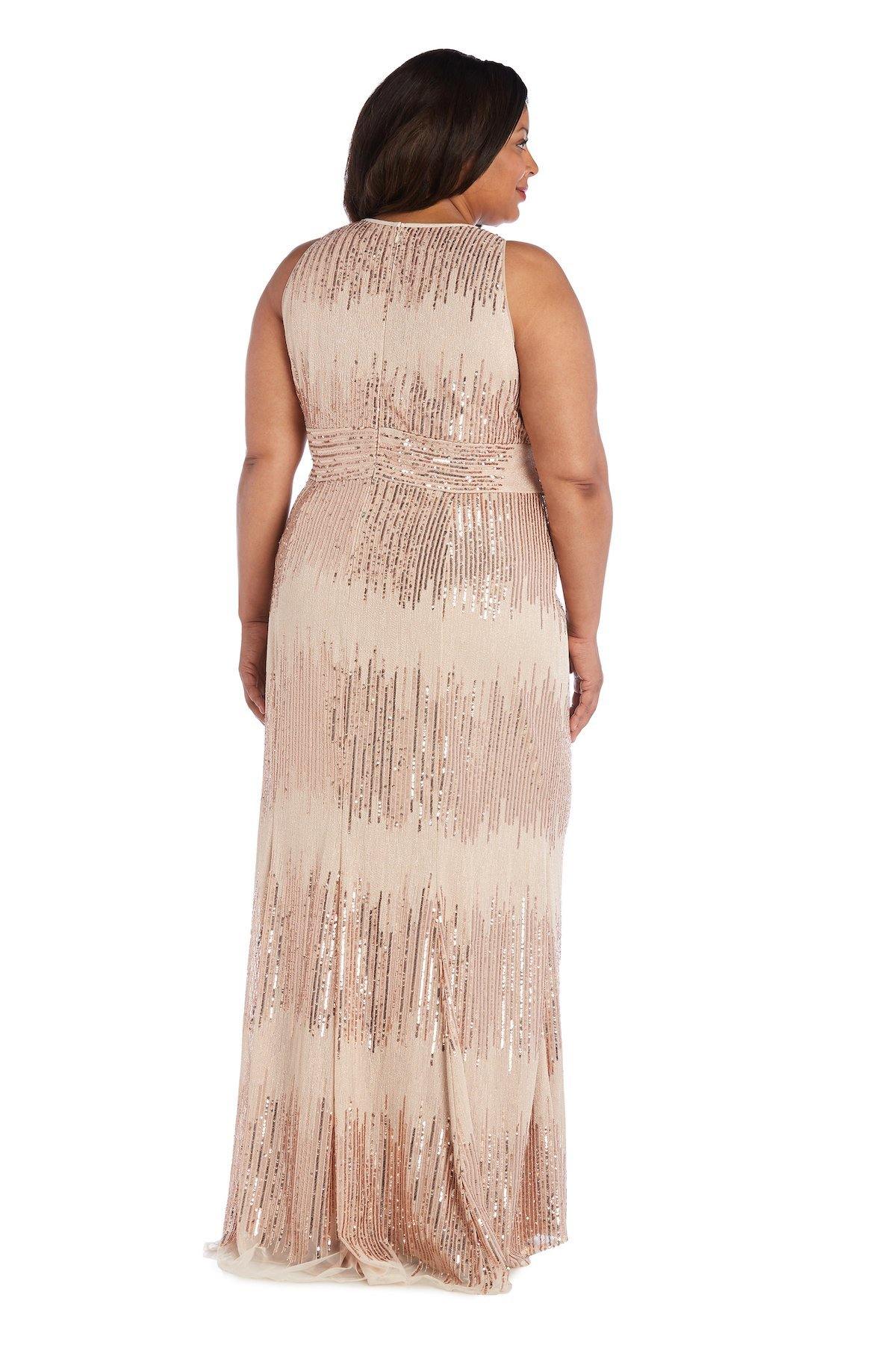 R&M Richards Long Plus Size Sequins Dress 5432W - The Dress Outlet