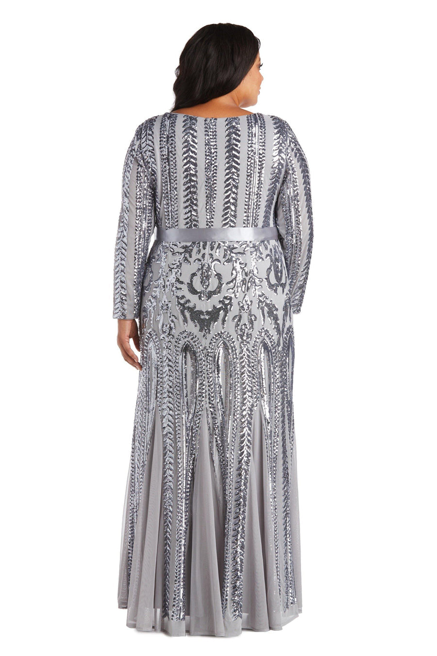 Silver 20W R&M Richards 5623W Long Plus Size Formal Dress Sale