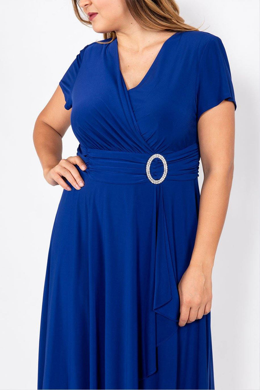 R&M Richards Short Cocktail Mother of Bride Dress Royal Blue - The Dress Outlet R&M Richards