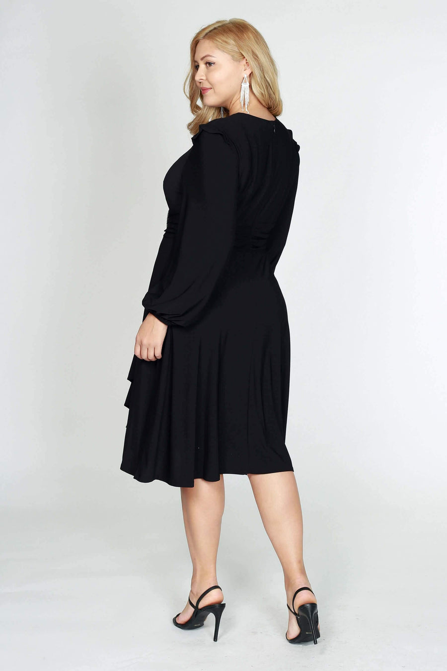 R&M Richards Short Plus Size Long Sleeve Cocktail Dress - The Dress Outlet R&M Richards