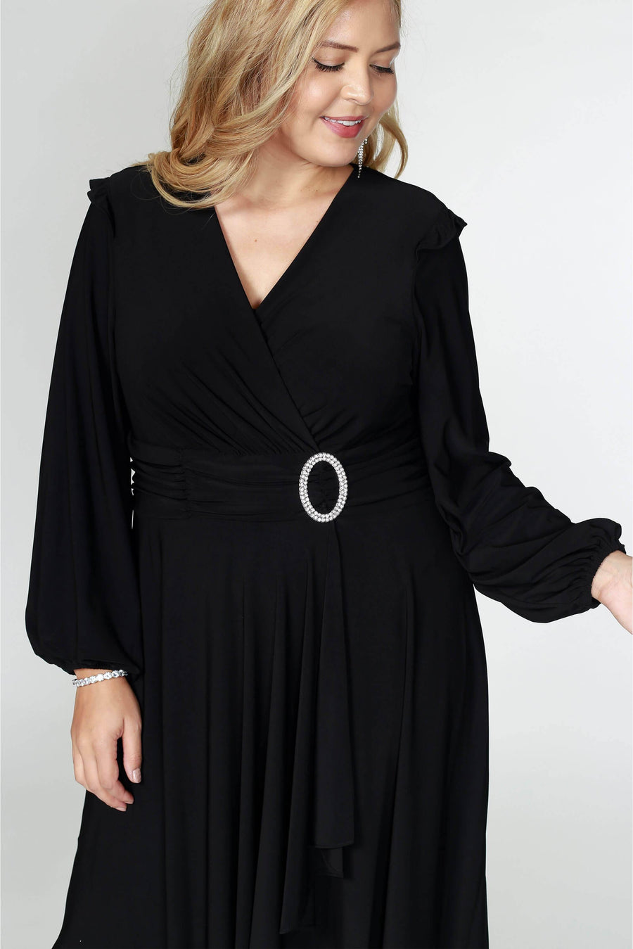 R&M Richards Short Plus Size Long Sleeve Cocktail Dress - The Dress Outlet R&M Richards