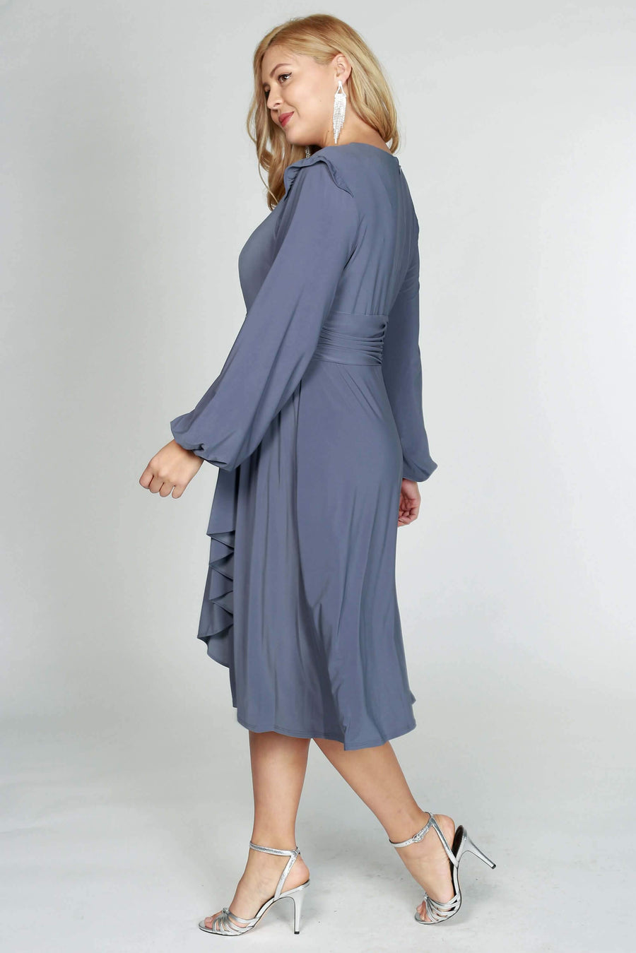 R&M Richards Short Plus Size Long Sleeve Cocktail Dress - The Dress Outlet R&M Richards