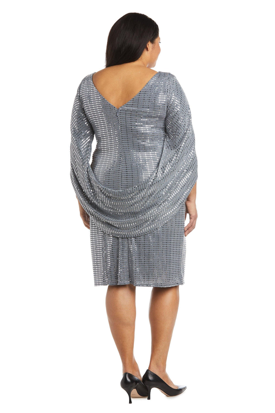 R&M Richards Short Plus Size Metallic Dress 5861W - The Dress Outlet