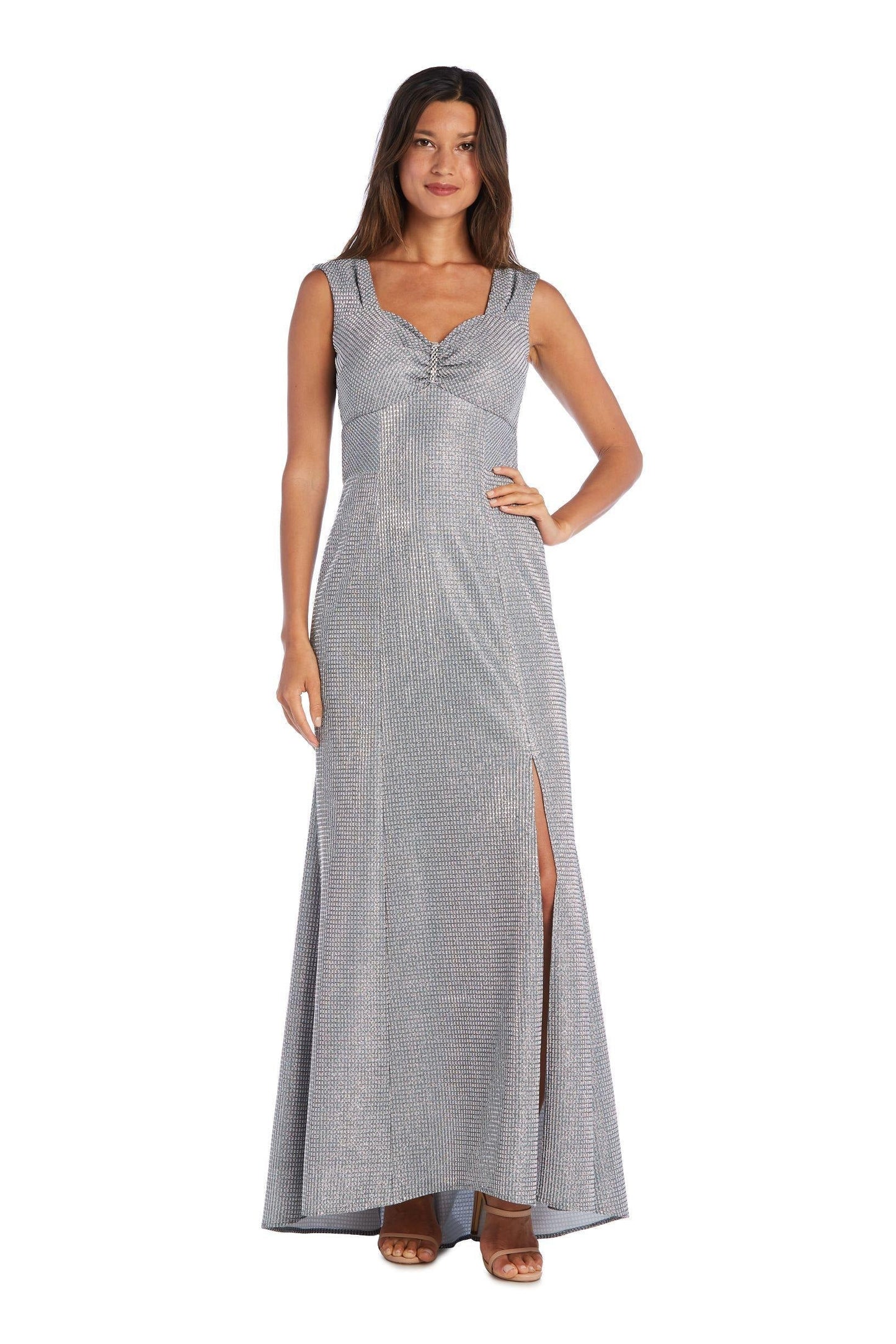 R&M Richards Long Formal Sleeveless Metallic Dress 5953 - The Dress Outlet