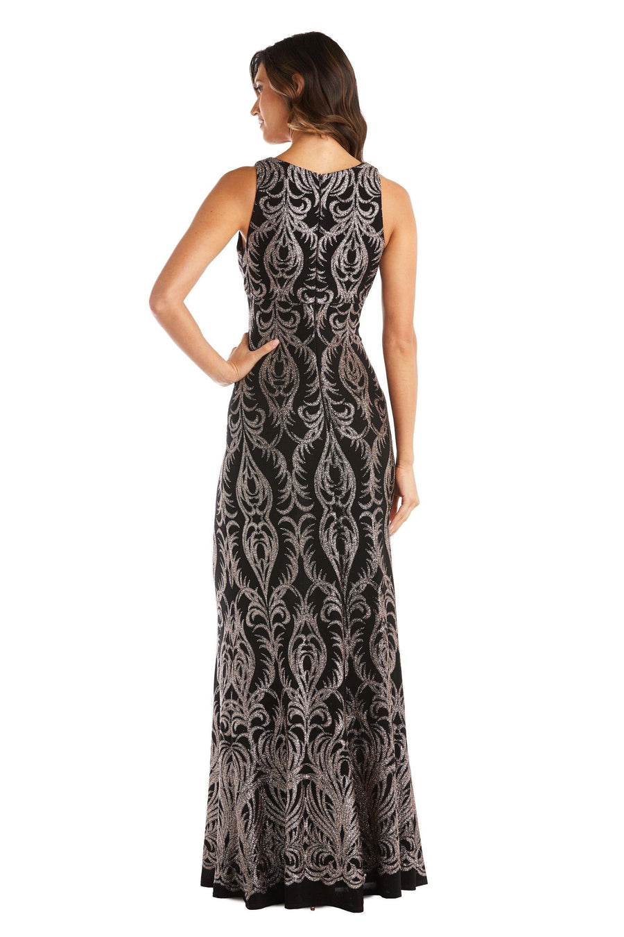 R&M Richards Long Formal Evening Glitter Dress 5971 - The Dress Outlet