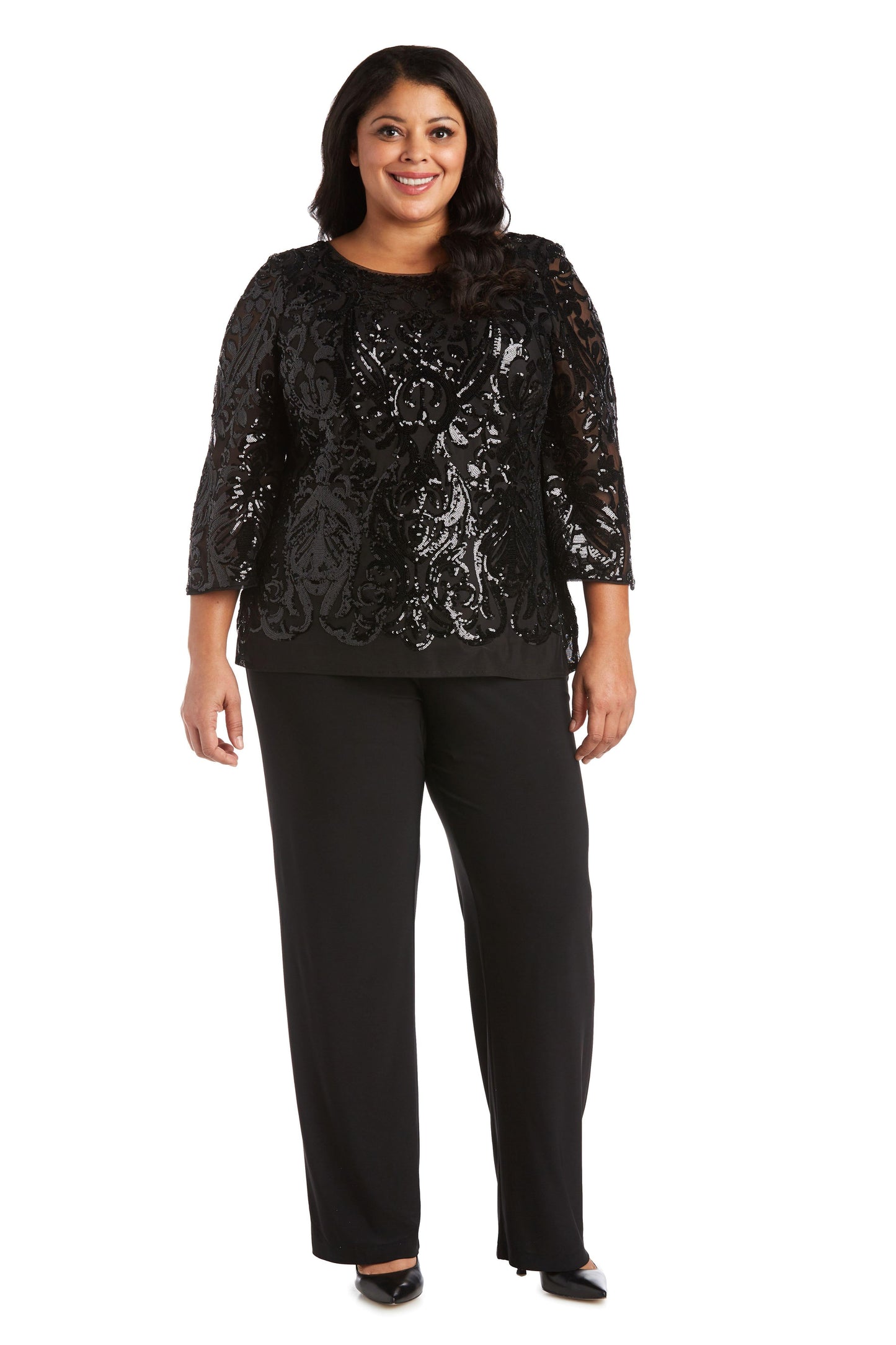 R&M Richards Plus Size Sequins Top 5995W - The Dress Outlet