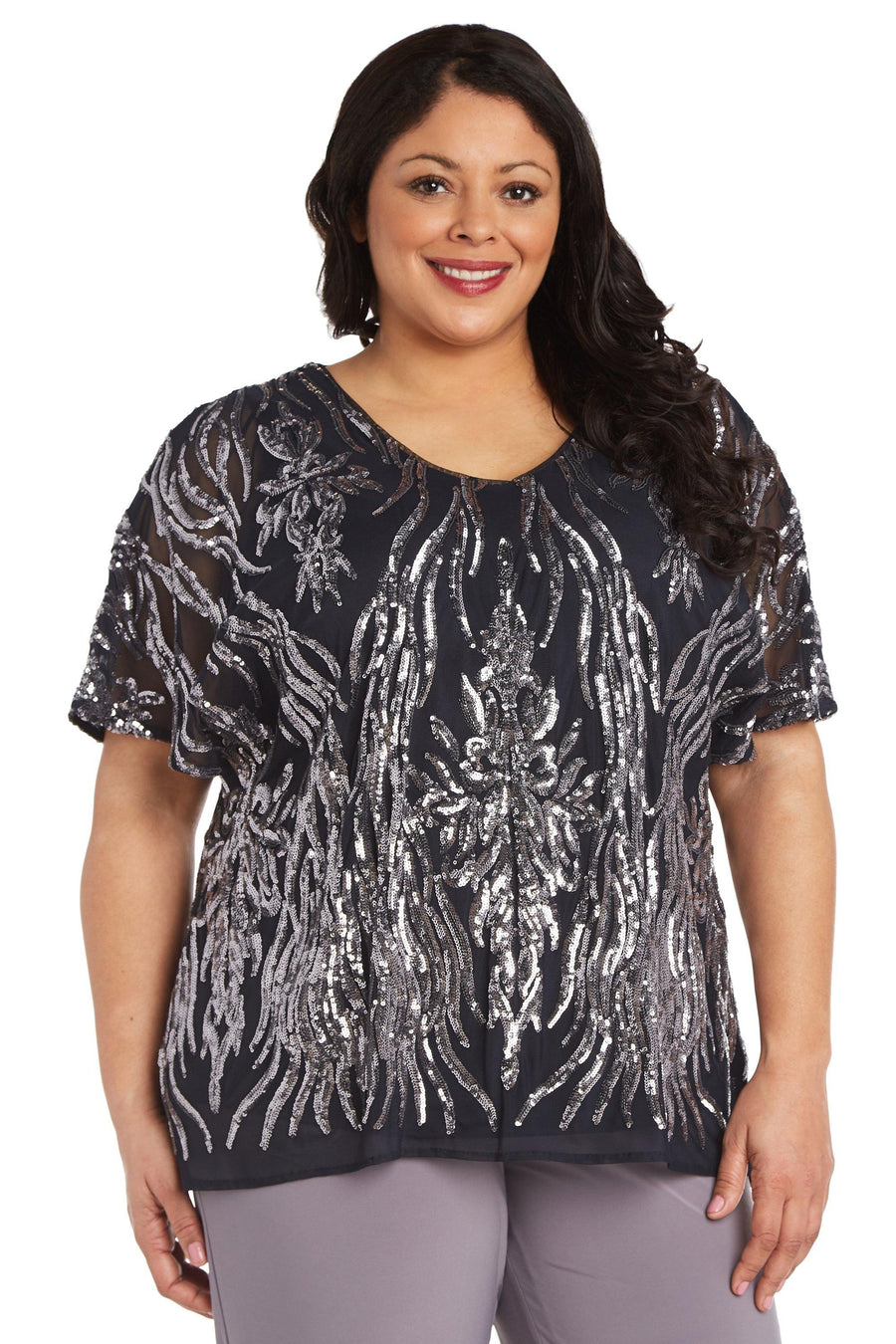 R&M Richards Plus Size Butterfly Sleeve Top 7001W - The Dress Outlet