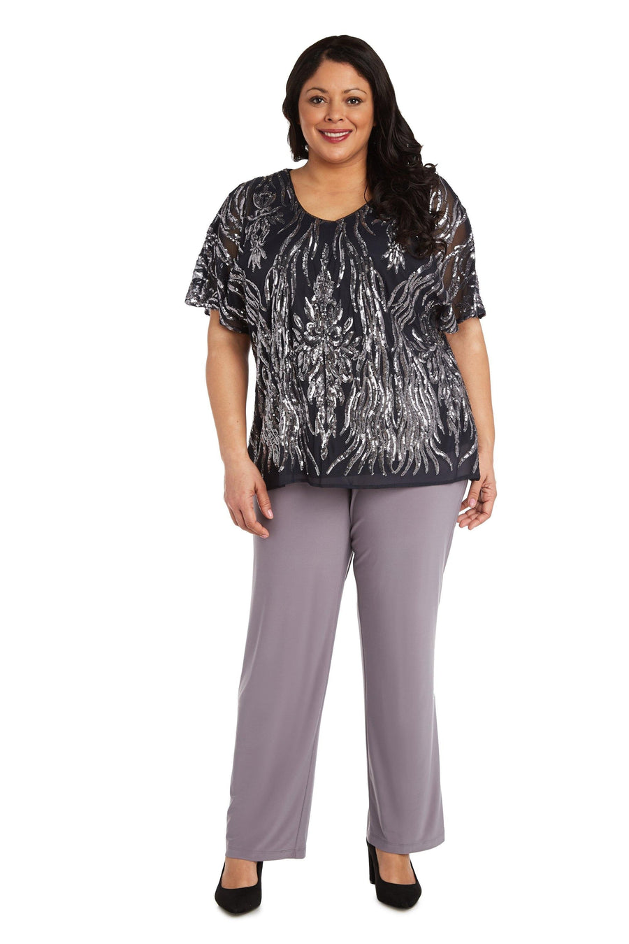 R&M Richards Plus Size Butterfly Sleeve Top 7001W - The Dress Outlet