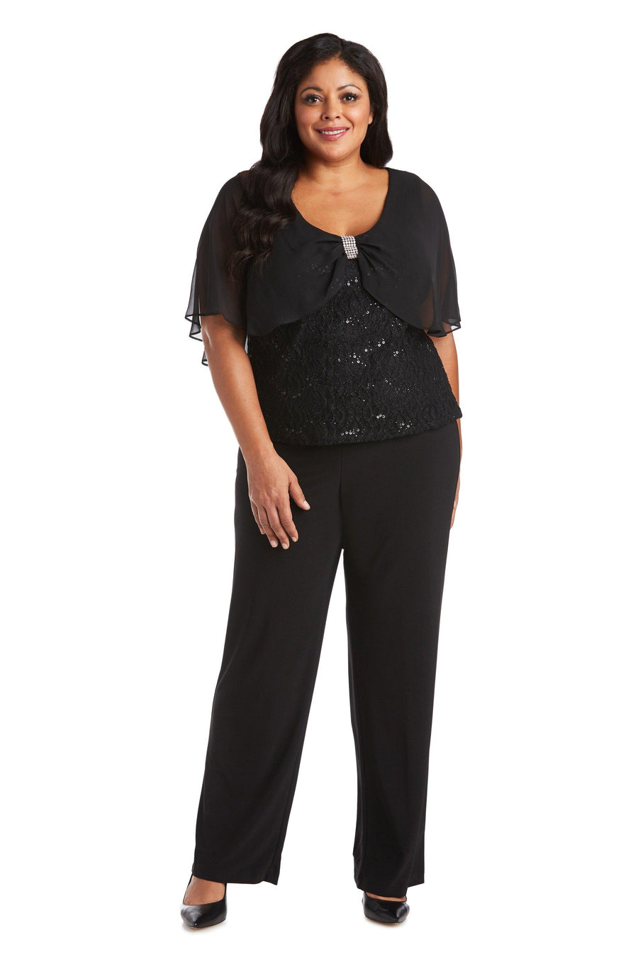 R&M Richards Plus Size Lace Caplet Pant Set 7029W - The Dress Outlet