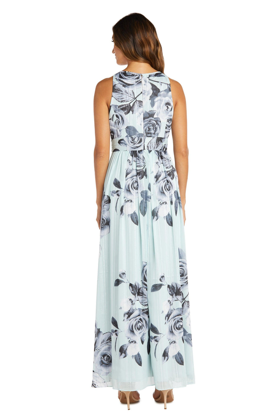 R&M Richards Long Formal Chiffon Print Dress 7045 - The Dress Outlet