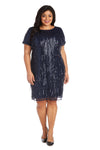 R&M Richards Short Plus Size Sequins Dress 7071W - The Dress Outlet