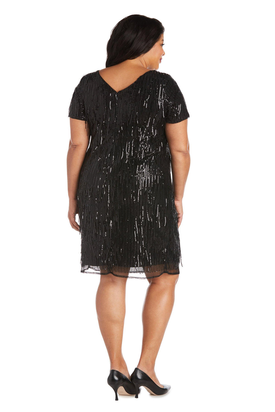 R&M Richards Short Plus Size Sequins Dress 7071W - The Dress Outlet