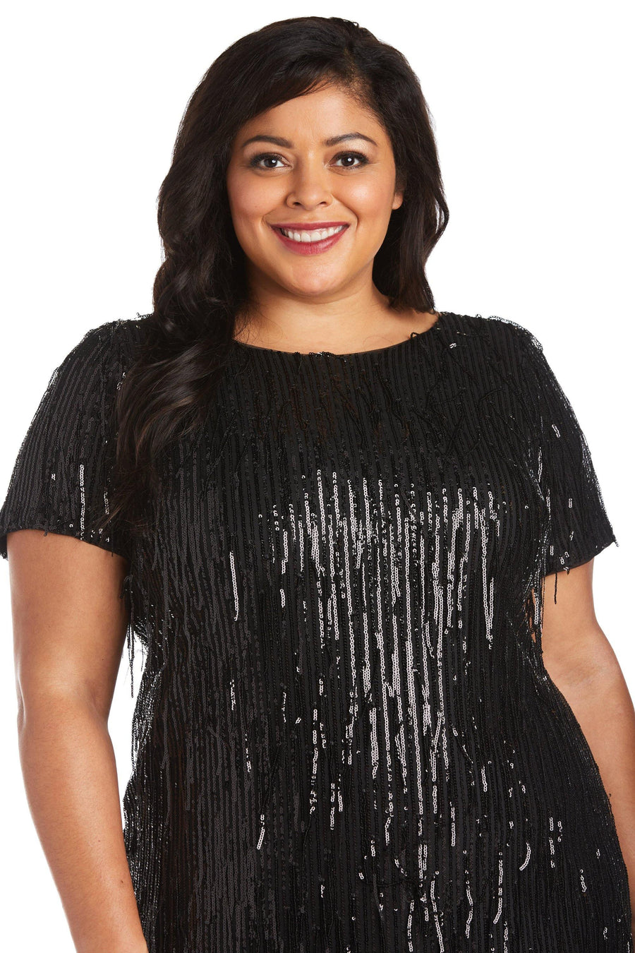 R&M Richards Short Plus Size Sequins Dress 7071W - The Dress Outlet