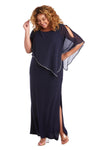 R&M Richards Long Plus Size Poncho Dress 7076W - The Dress Outlet