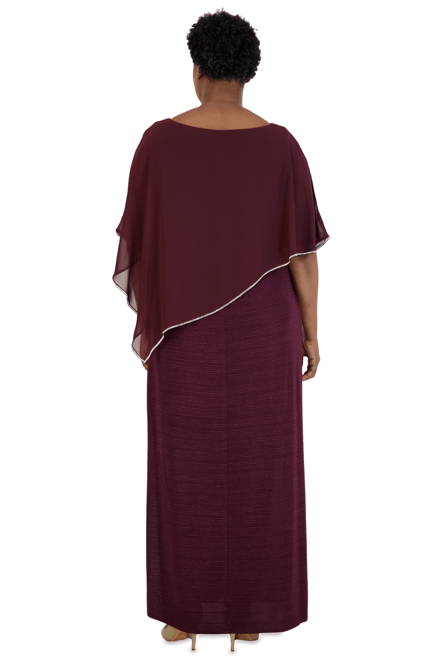 R&M Richards Long Plus Size Poncho Dress 7076W - The Dress Outlet