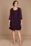 R&M Richards Mother of the Bride Plus Size Short Dress Plum