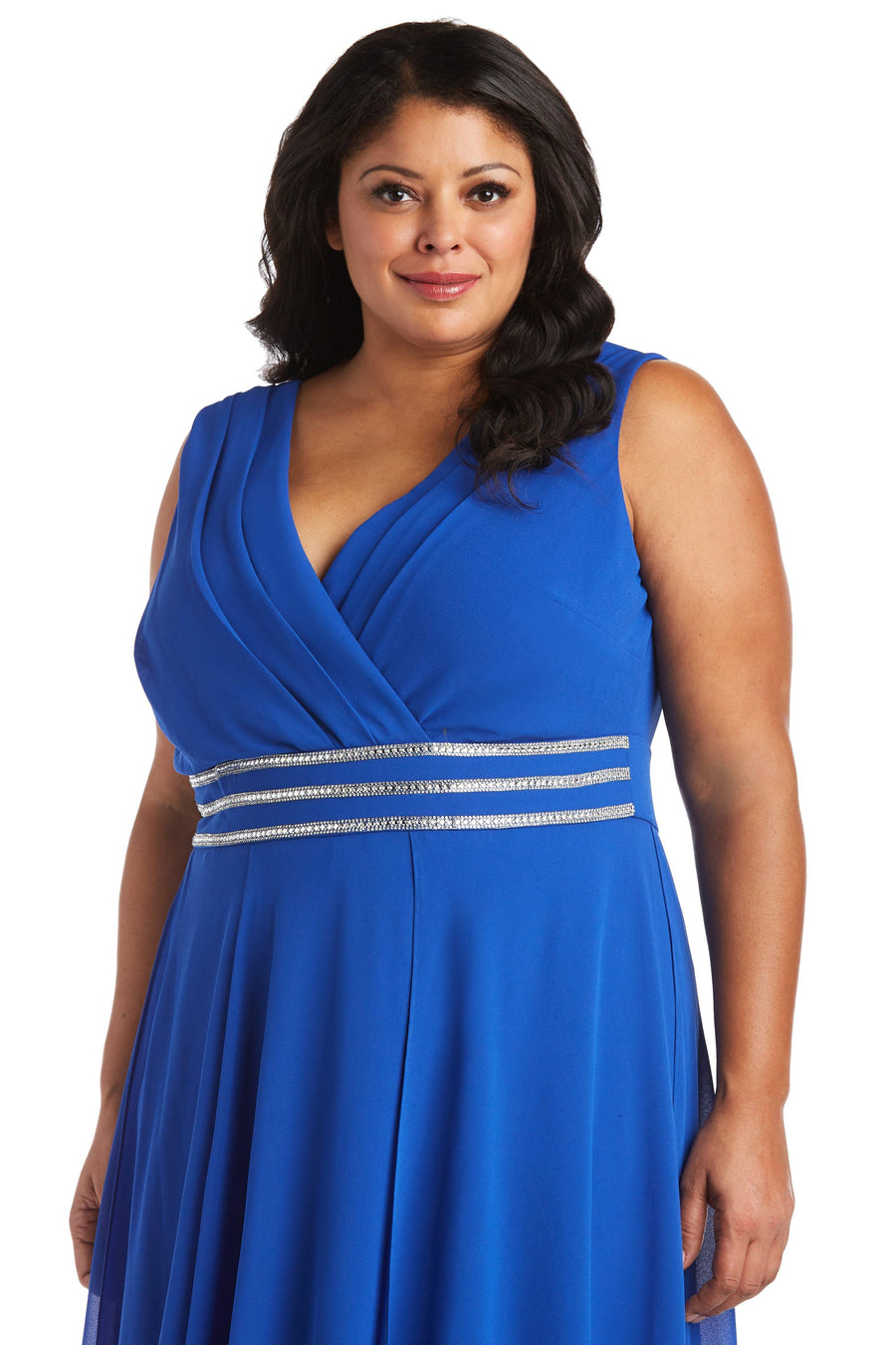 R&M Richards Plus Size Matte Chiffon Long Gown 7126W - The Dress Outlet