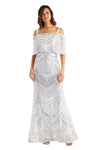 R&M Richards Long Mother of Bride Caplet Dress 7146 - The Dress Outlet