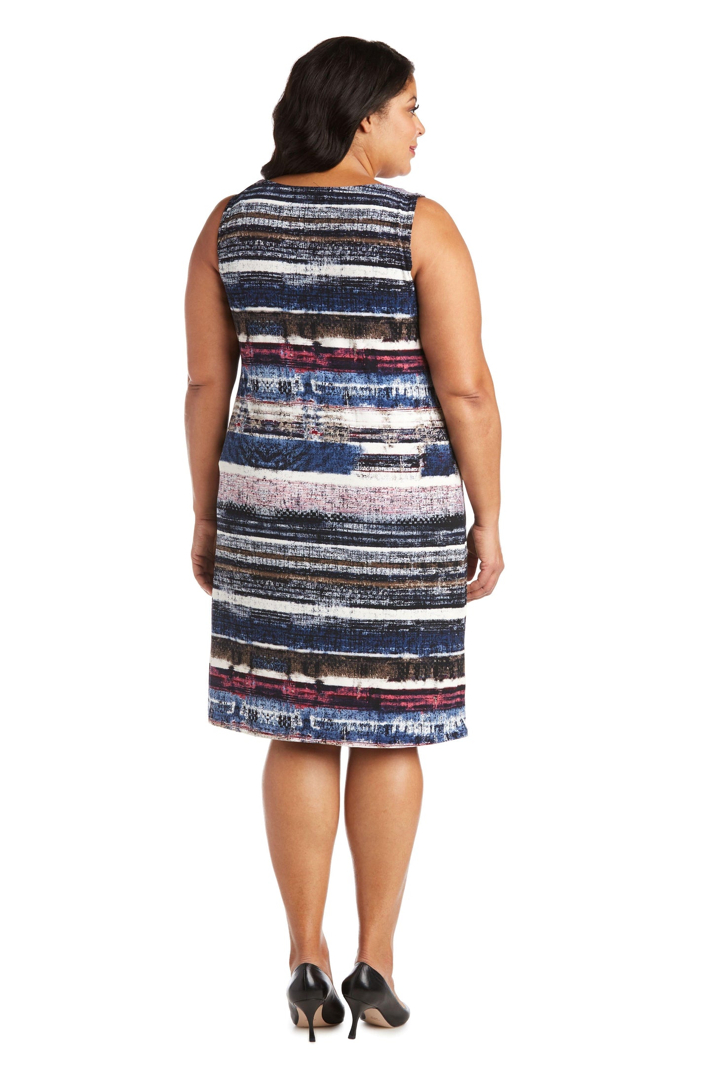 R&M Richards Short Plus Size Striped Dress 7179W - The Dress Outlet