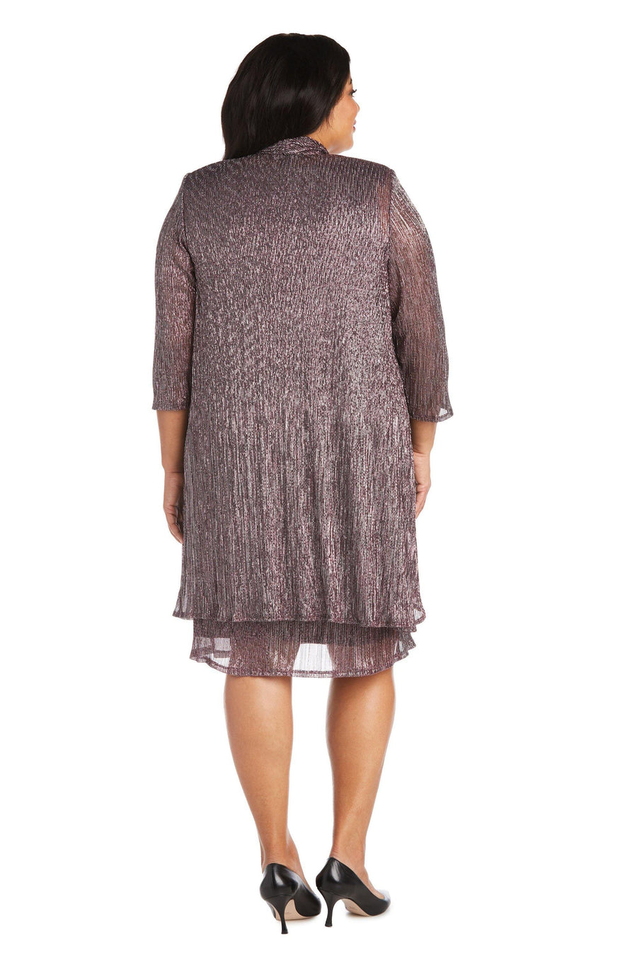 R&M Richards Short Plus Size Metallic Dress 7261W - The Dress Outlet