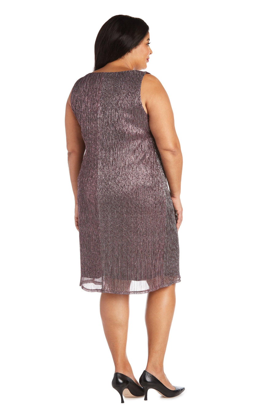 R&M Richards Short Plus Size Metallic Dress 7261W - The Dress Outlet