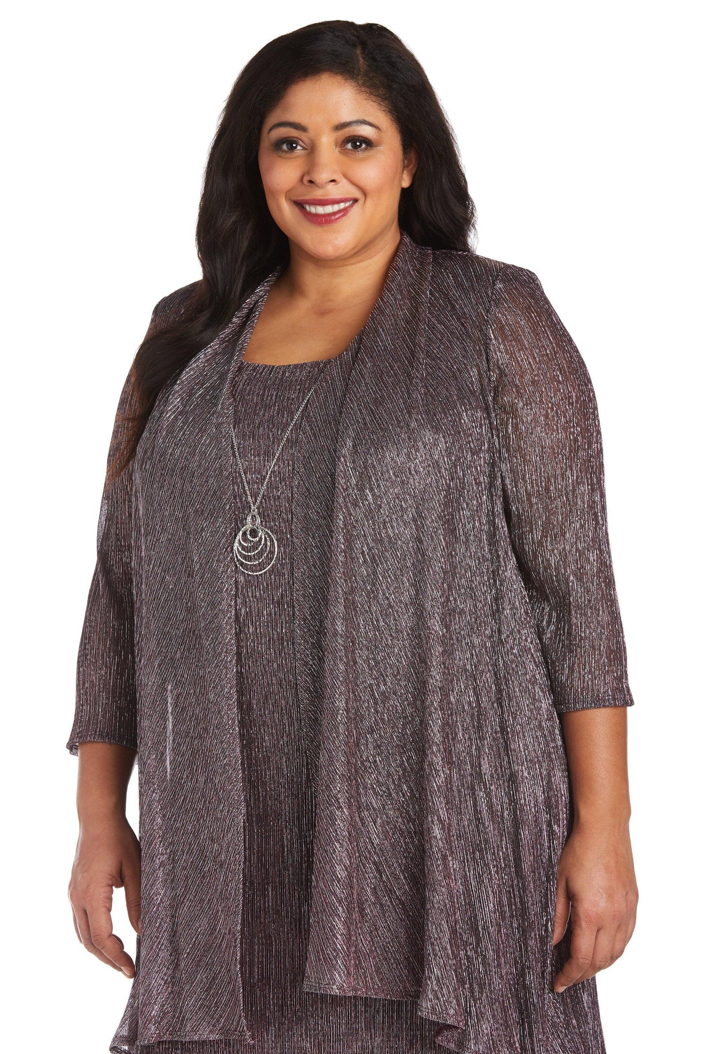 R&M Richards Short Plus Size Metallic Dress 7261W - The Dress Outlet