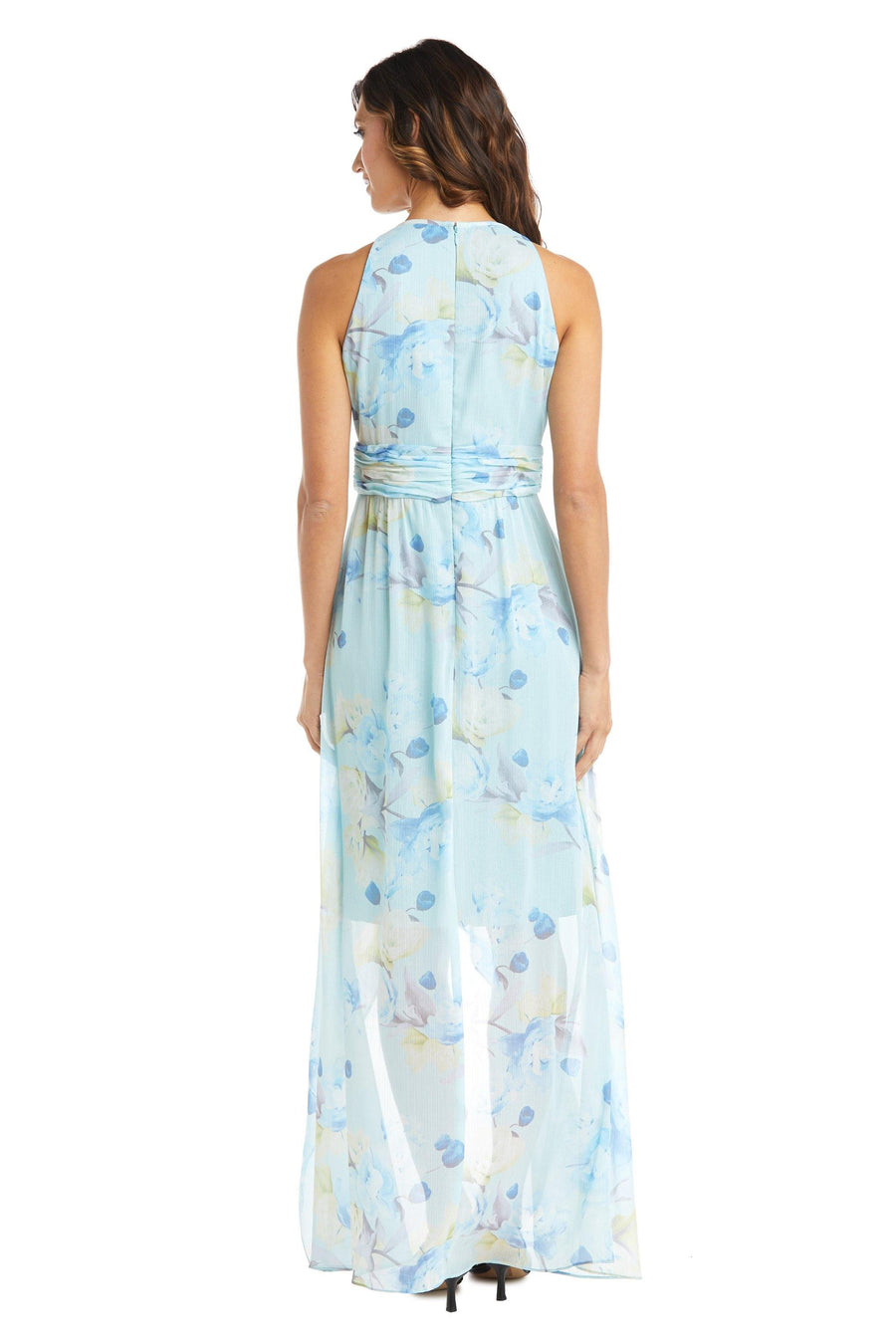 R&M Richards High Low Chiffon Floral Print Gown 7314 - The Dress Outlet