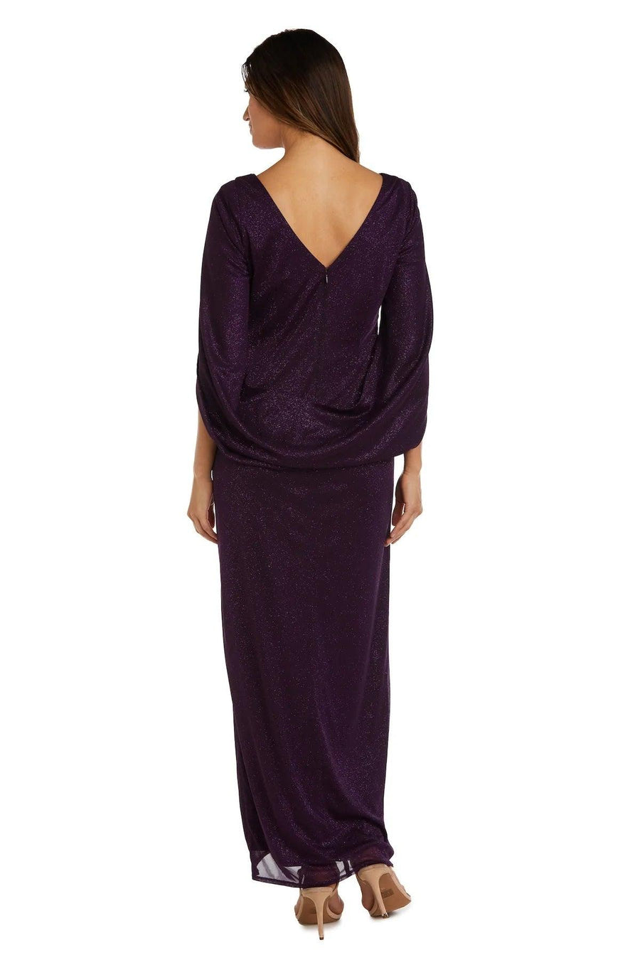 Mother of the Bride Dresses Long Formal Glitter Chiffon Dress Eggplant