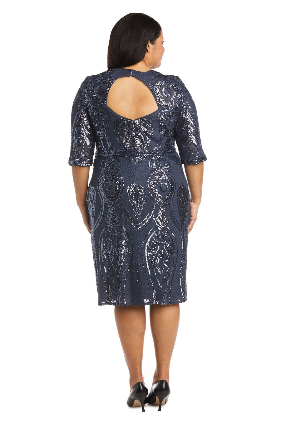 R&M Richards Short Plus Size sequins Cocktail 7434W - The Dress Outlet