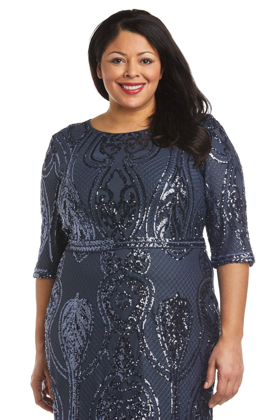 R&M Richards Short Plus Size sequins Cocktail 7434W - The Dress Outlet