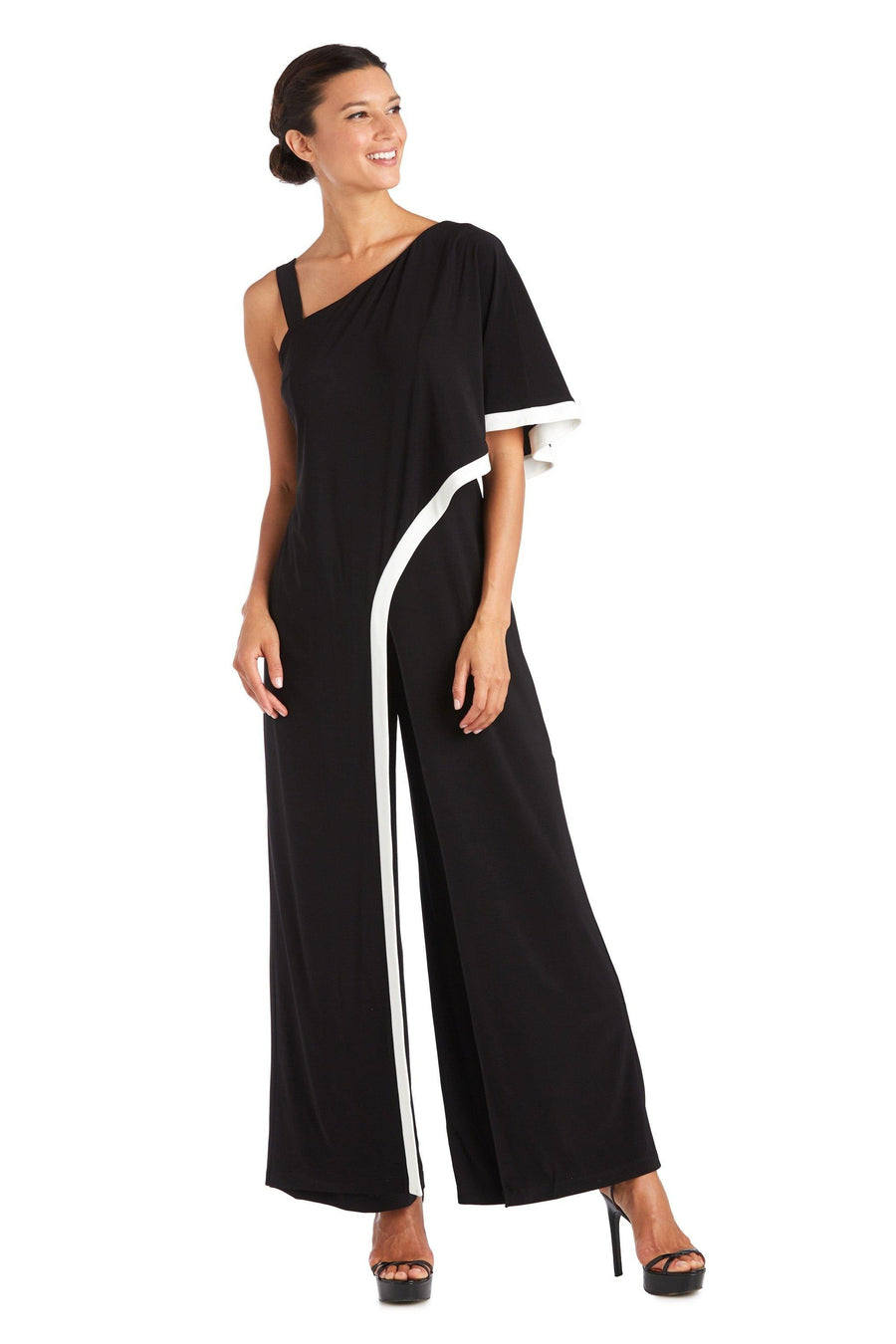 R&M Richards One Shoulder Jumpsuit 7438 - The Dress Outlet