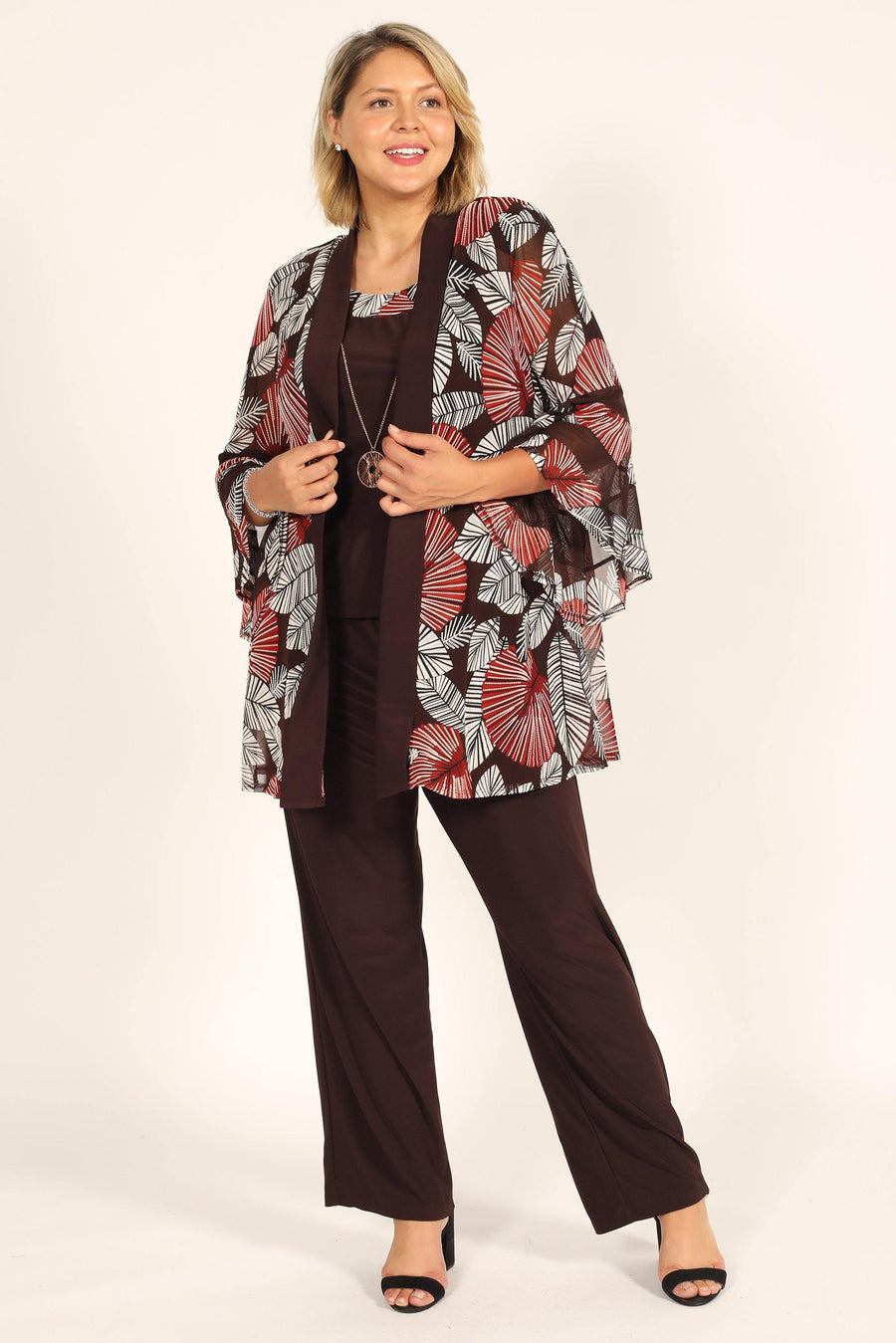 R&M Richards Plus Size Two Piece Print Pant Suit 7496W - The Dress Outlet