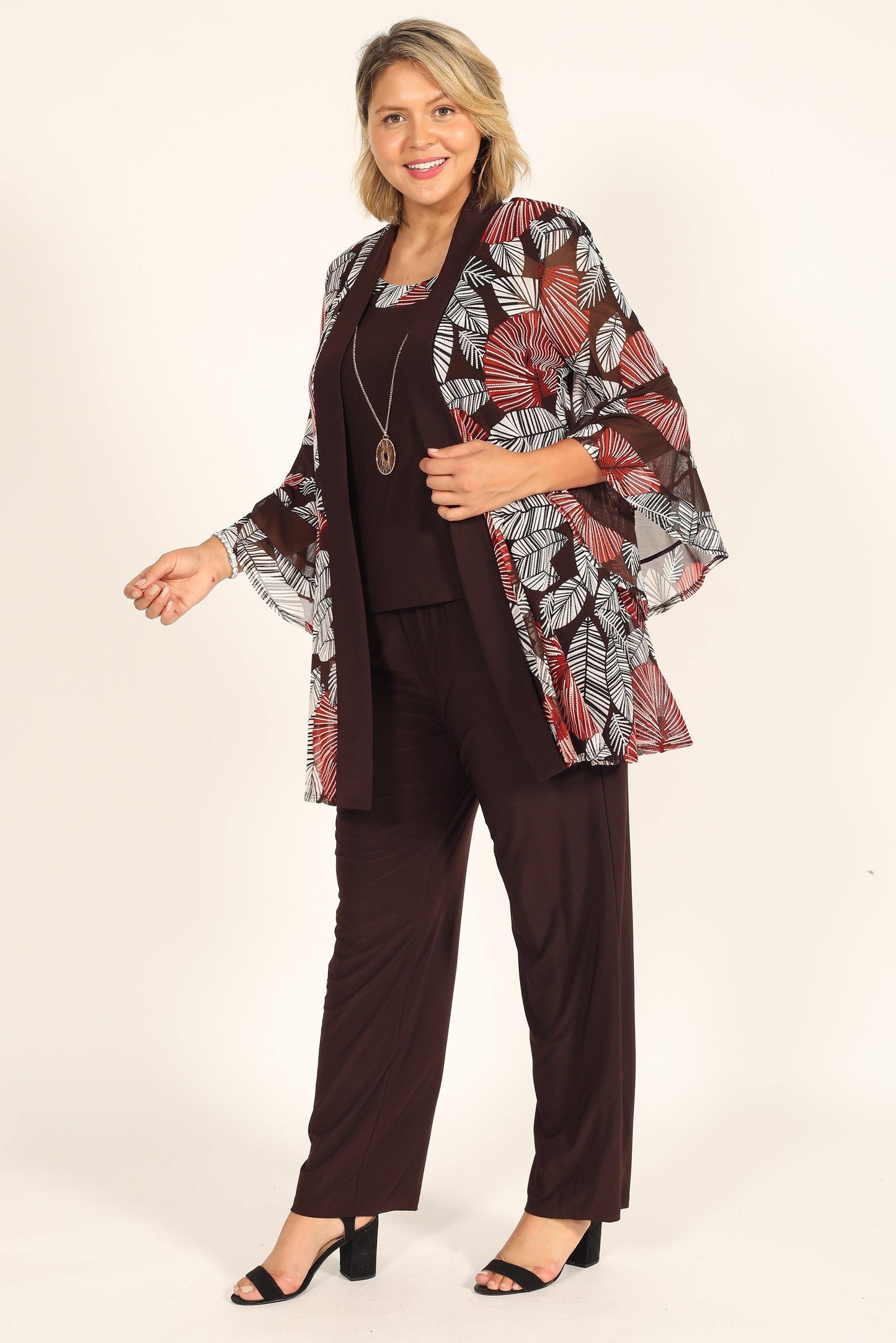 R&M Richards Plus Size Two Piece Print Pant Suit 7496W - The Dress Outlet