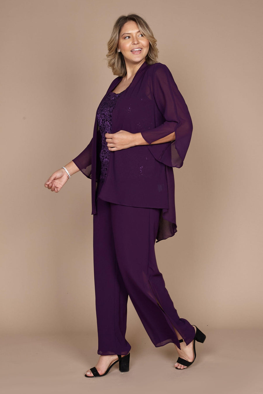 R&M Richards Mother of the Bride Pant Suit Eggplant