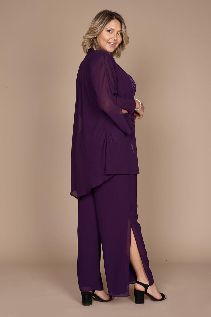 R&M Richards Mother of the Bride Pant Suit Eggplant