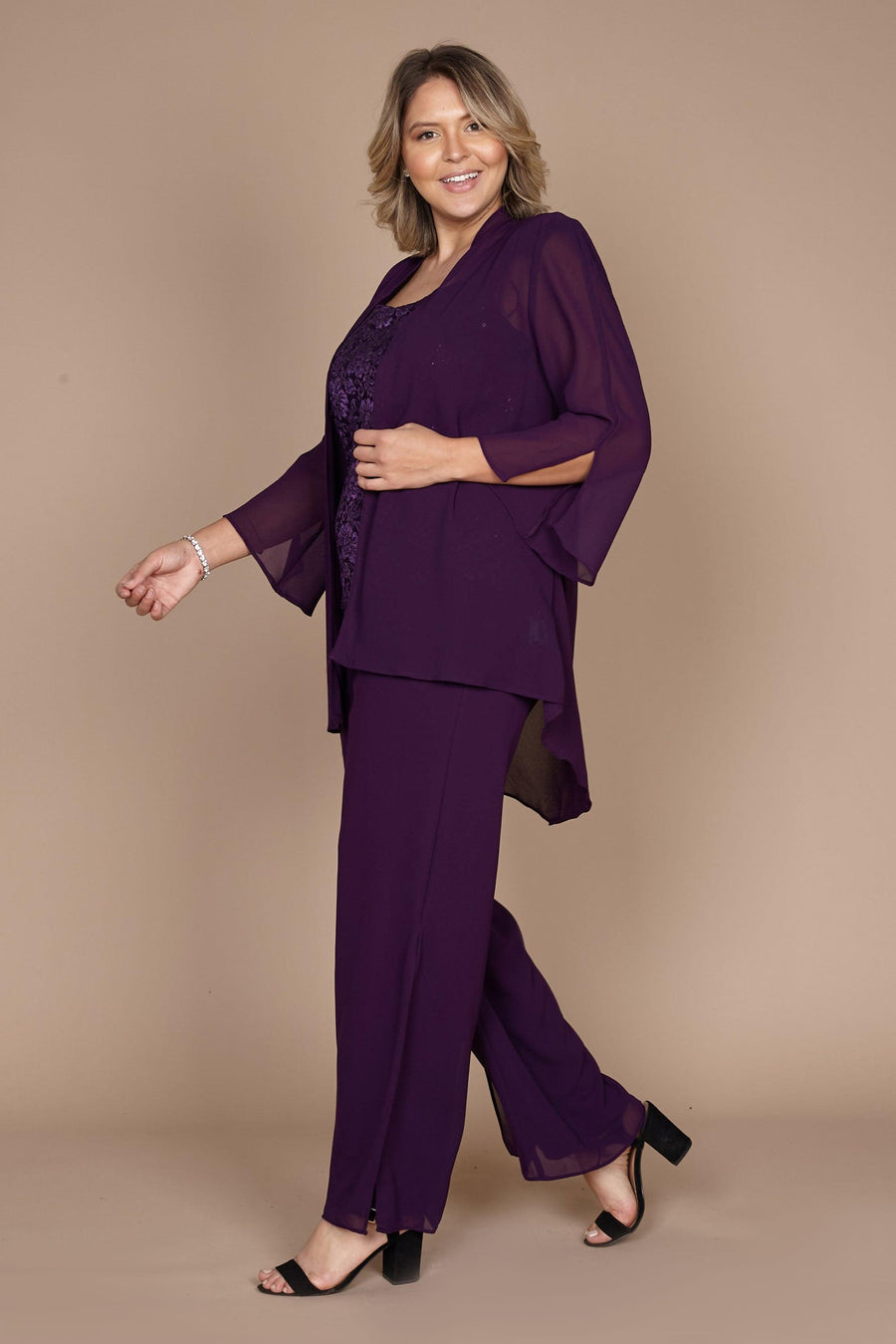 R&M Richards Mother of the Bride Pant Suit Eggplant