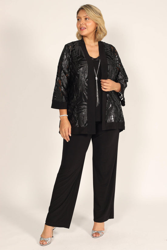 Black/Silver R&M Richards 7547 Three-Piece Mesh Pant Suit for $39.99 ...