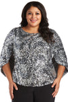 R&M Richards Plus Size One Piece Drape Back Top 7550W - The Dress Outlet