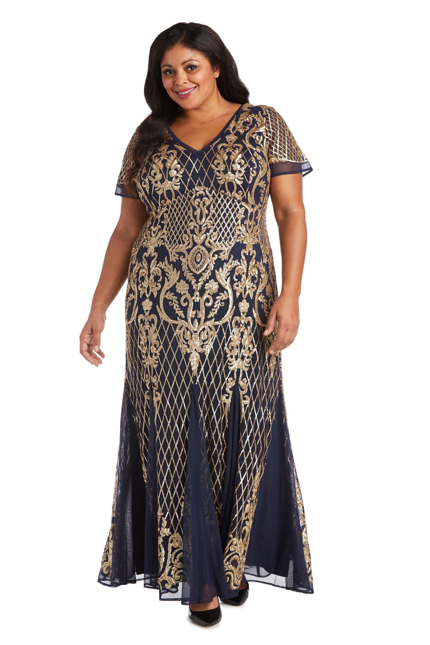 R&M Richards Long Formal Plus Size Dress 7585W - The Dress Outlet