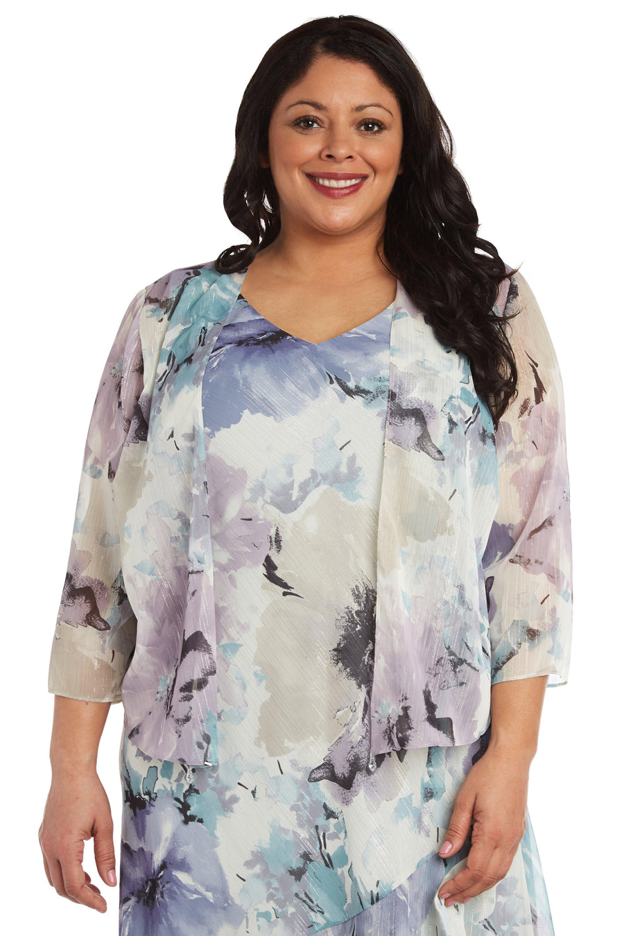 R&M Richards Plus Size High Low Jacket Dress 7763W - The Dress Outlet